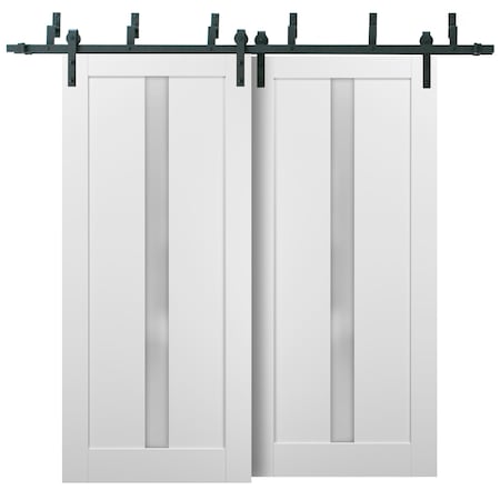 Sartodoors Barn Bypass Interior Door, 60" x 84", White QUADRO4112BBB-WS-6084
